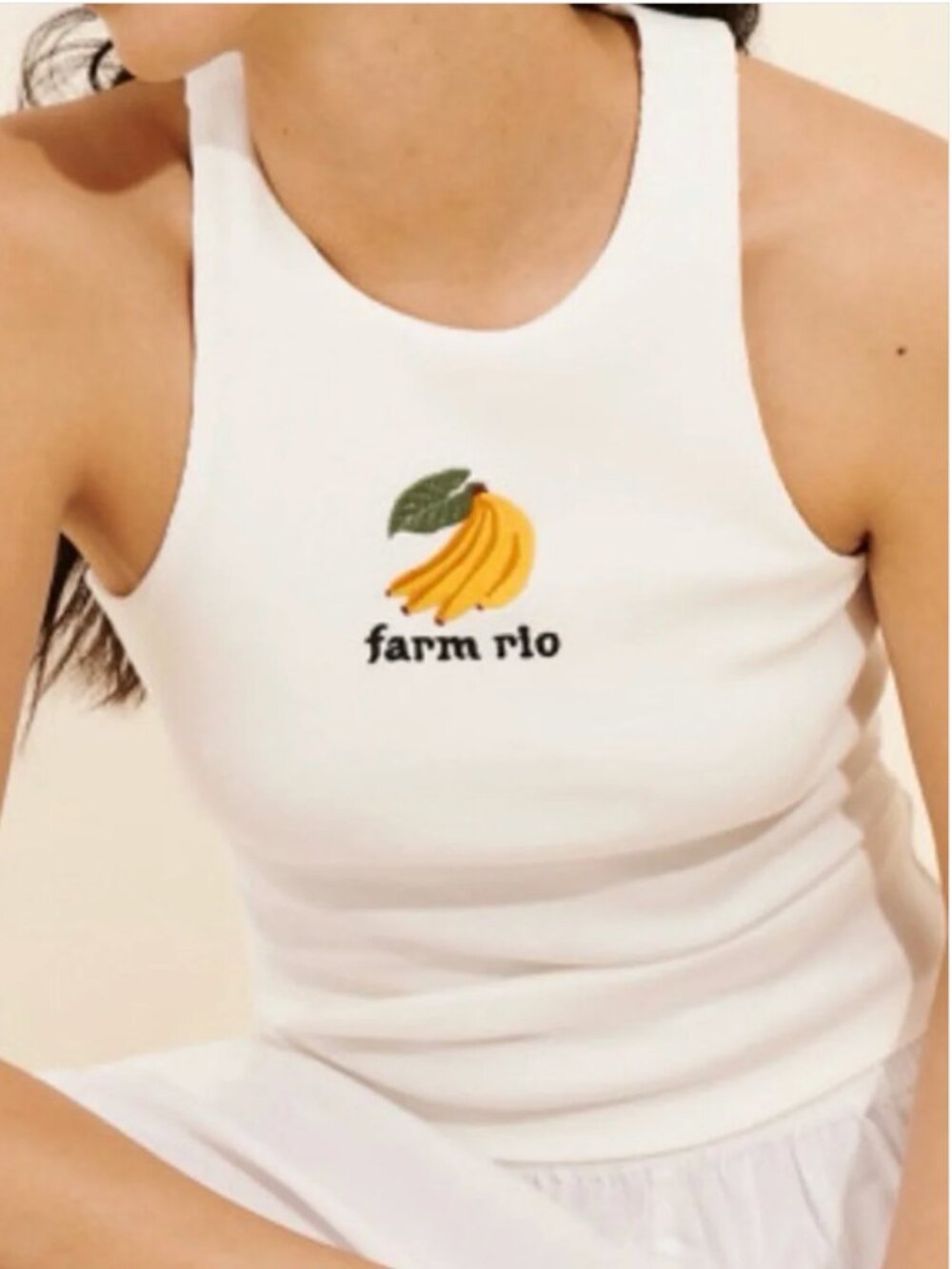 Farm Rio Embroidered White Tank Top size M